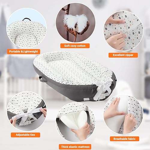 Miniatura 4 de JOLLITO Tumbona para bebés niñas y niños, funda para tumbona infantil, artículos esenciales para recién nacidos de 0 a 12 meses, tapete de juego