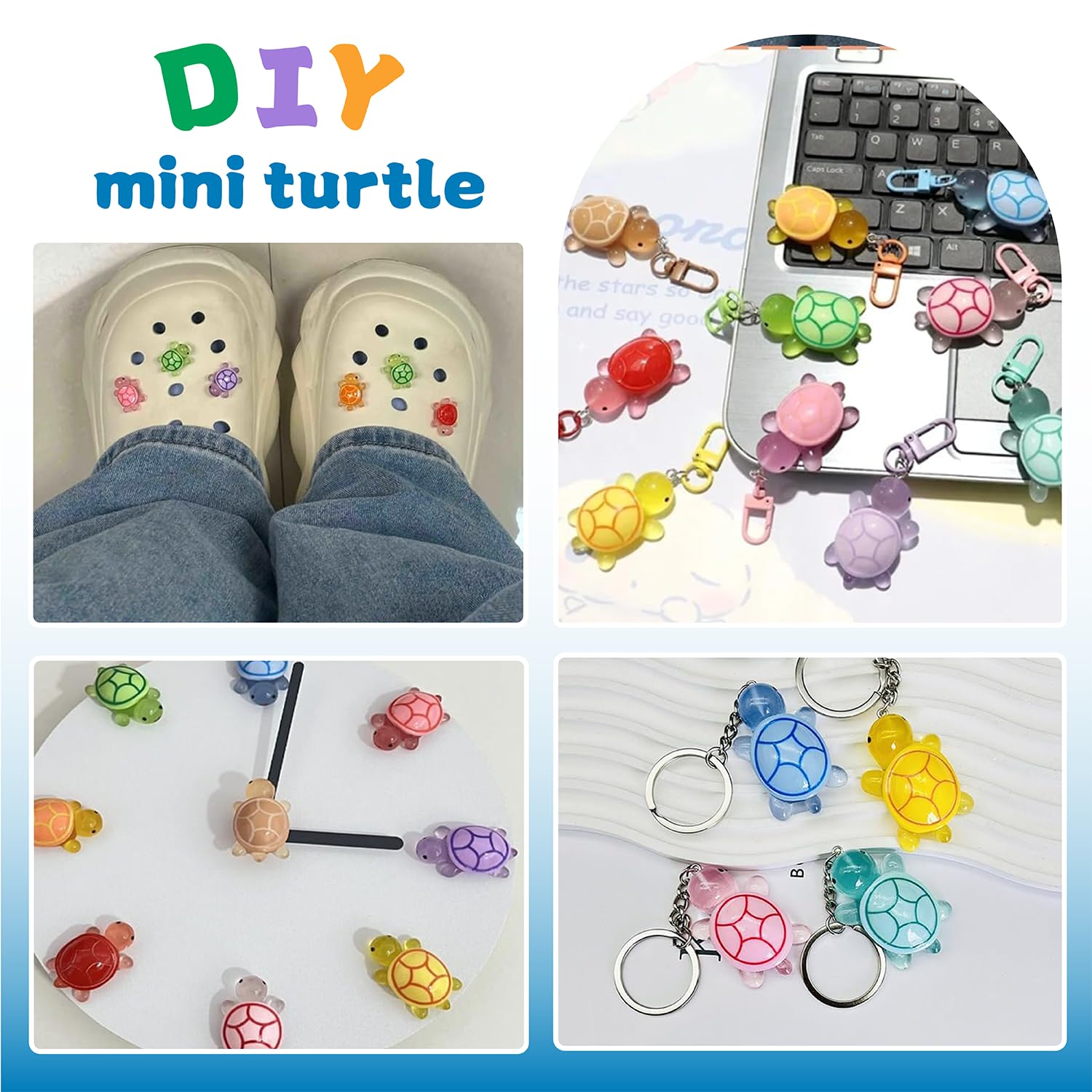 60 sztuk świecących w nocy figurki żółwi z żywicy | Mini figurki zwierząt 2,3 cm, 6 kolorów, do akwarium/ogrodu/roślin doniczkowych, projektów "zrób to sam" i na prezent