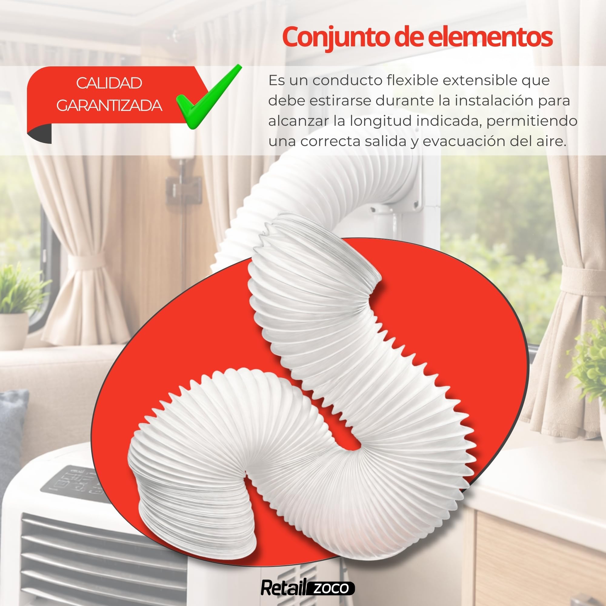 TECHZOCO Tubo de ventilación flexible, Conducto salida aire, Manguera de extracción de aire, Tubo Acondicionado Portátil, Apto Secadora, No es rígido, 6 Metros Largo x 10 cm diámetro