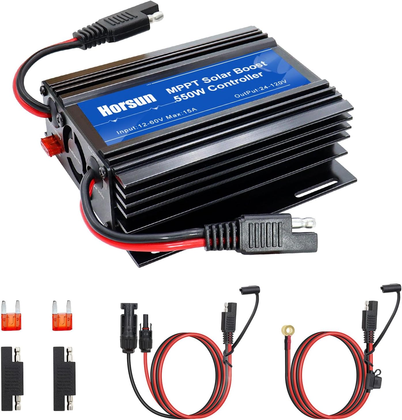 MPPT Boost Solar Charge Controller, 12A Solar Panel Regulatorr 12‑60V Input for 24V/36V/48V/60V/72V Lead-Acid, LiFePO4 ,Flooded Batteries etc in Golf Cart,eBike,Club Car, Scooterand Solar System