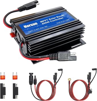 MPPT Boost Solar Charge Controller, 12A Solar Panel Regulatorr 1260V Input for 24V/36V/48V/60V/72V Lead-Acid, LiFePO4 ,Flooded Batteries etc in Golf Cart,eBike,Club Car, Scooterand Solar System