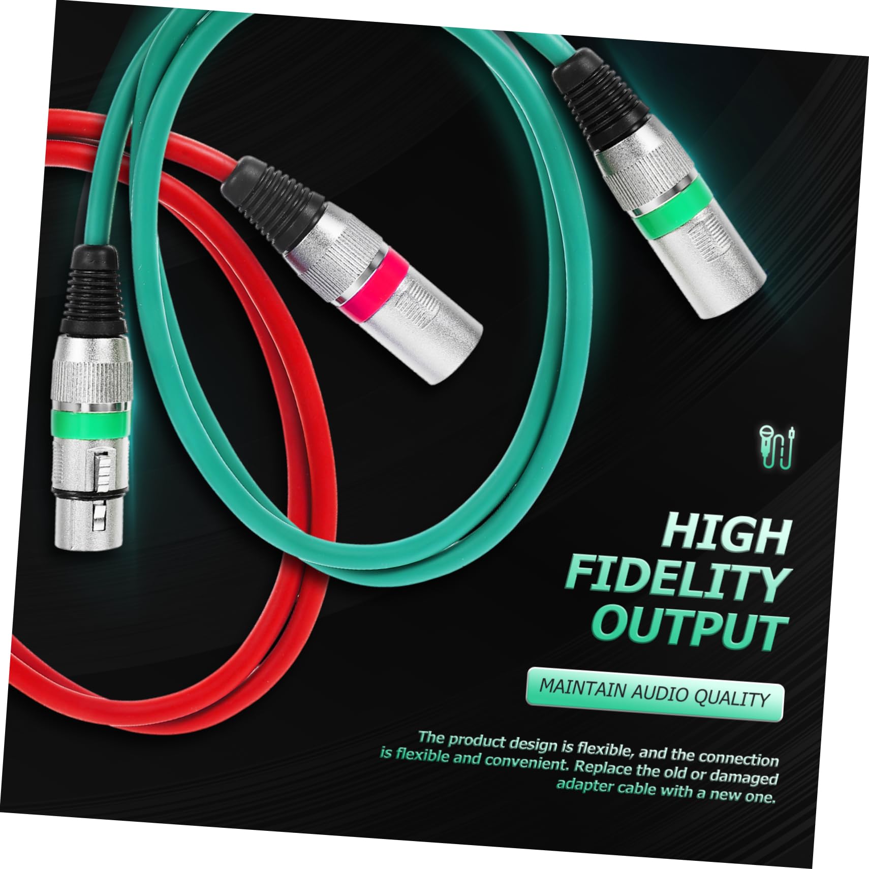 KOMBIUDA Cavo Xlr Bilanciato per Microfono, Connettore Maschio Femmina, Rame e Pvc, 5 Pezzi, 1m, per Feste e Matrimoni
