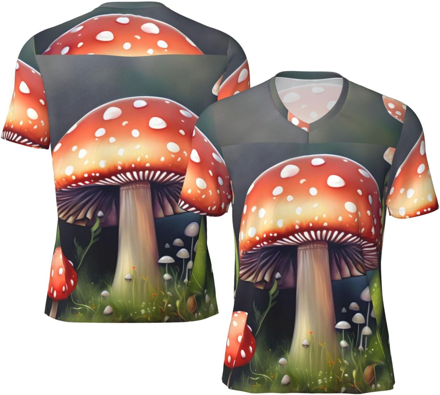 Painting Mushroom Rugby Football Jersey for Men, Comfortable V-Neck Loose Fit Top for Team Sports Athletics