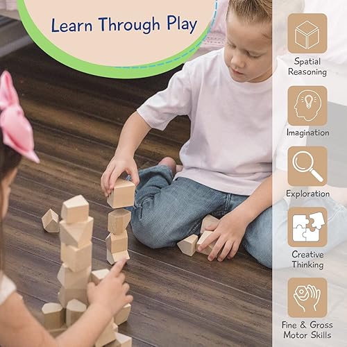 Miniatura 3 de JOY2B Juguetes para niños pequeños, bloques apilables de madera, juguetes Montessori para niños y niñas, juguetes de madera para niños, juguetes