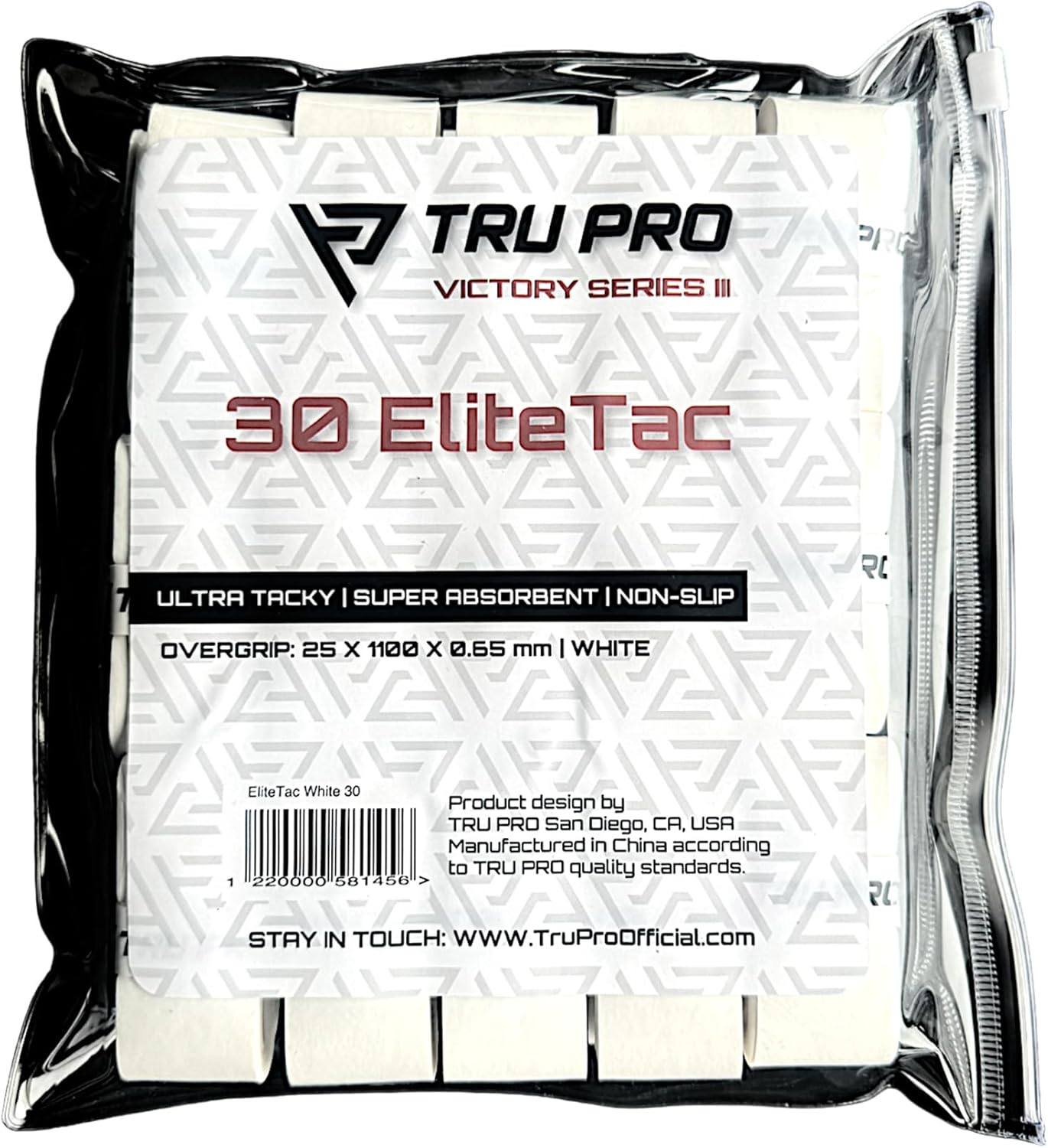 EliteTac Overgrips 30-Pack | Extra Tacky | Super Absorbent | Non-Slip
