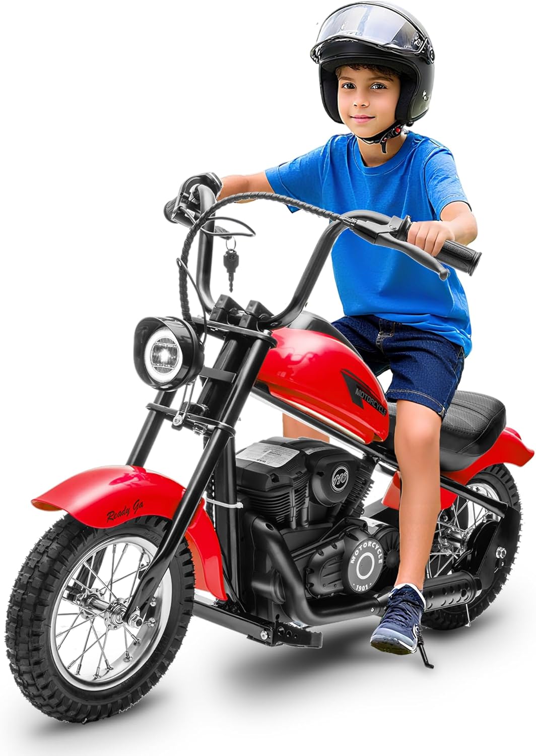 Electric Dirt Bike, 15 Mph & 150lb Max, 24V Ride On Toy for Big Kids w/Led Lights & Power Display, Chain-Driven Motor, Twist-Grip Throttle, Shock Springs, Handbrake, 12" Air-Filled Tires, Red