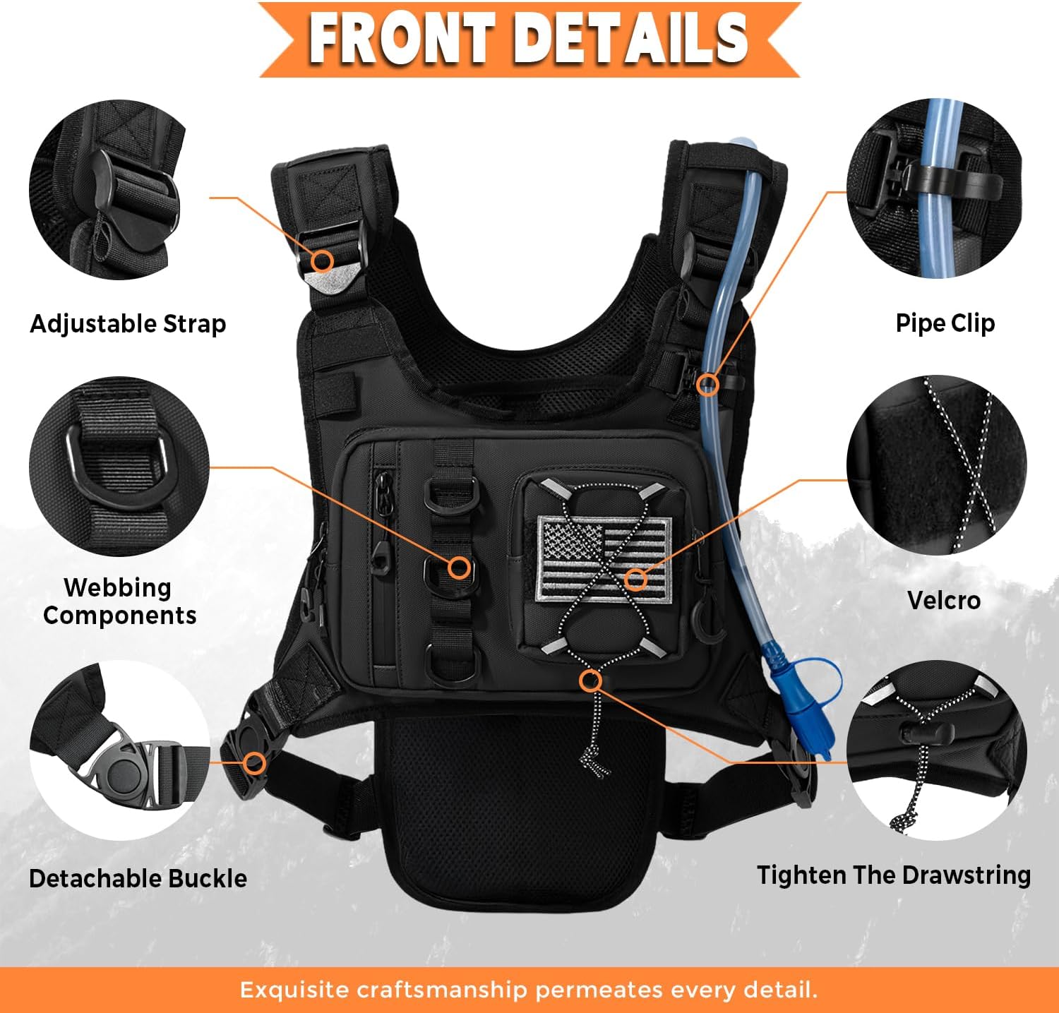Outdoor Hydration Vest for Running & Hiking, Lightweight Breathable Water Backpack with 2.0L Bladder, Bounce-Free Chest Pack for Marathon, Cycling, Trekking for Men and Women - Image 3