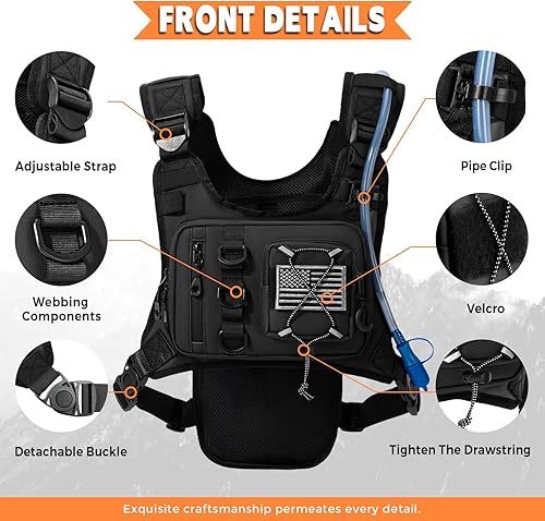 Miniatura 3 de Chaleco de hidratación al aire libre para correr y senderismo, mochila de agua ligera y transpirable con vejiga de 2.0 L, bolsa de pecho sin rebote