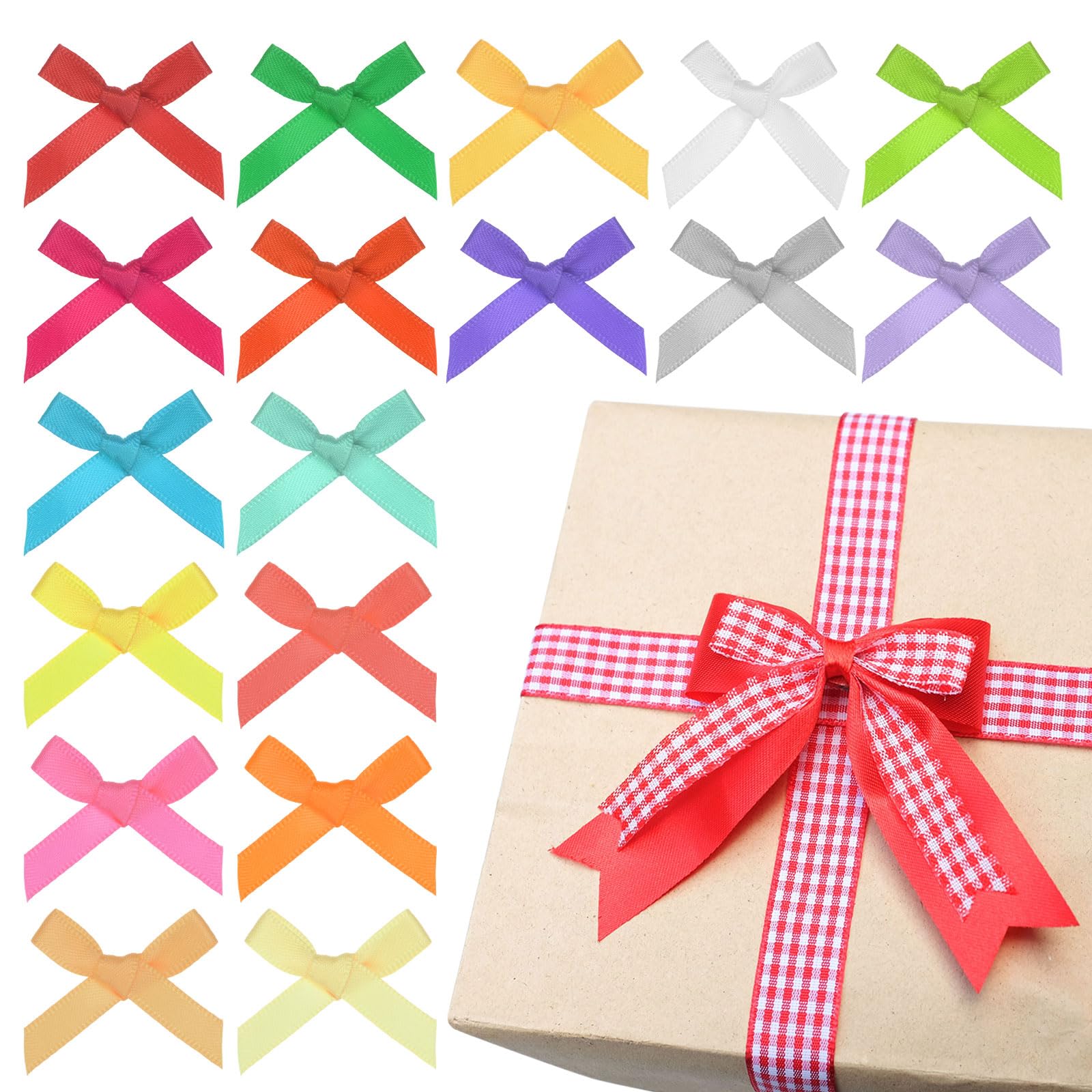 100 Mini Fiocchi Di Nastro In Raso A Quadretti Crema – 2,5x4 Cm Per Bomboniere, Fai Da Te, Confezioni Regalo E Cucito - 2