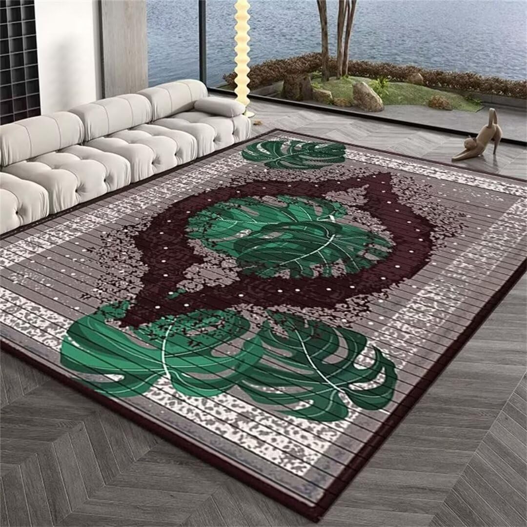 Tapis oriental lavable en machine vert 200X290cm l'accessoire de décoration facile à nettoyer