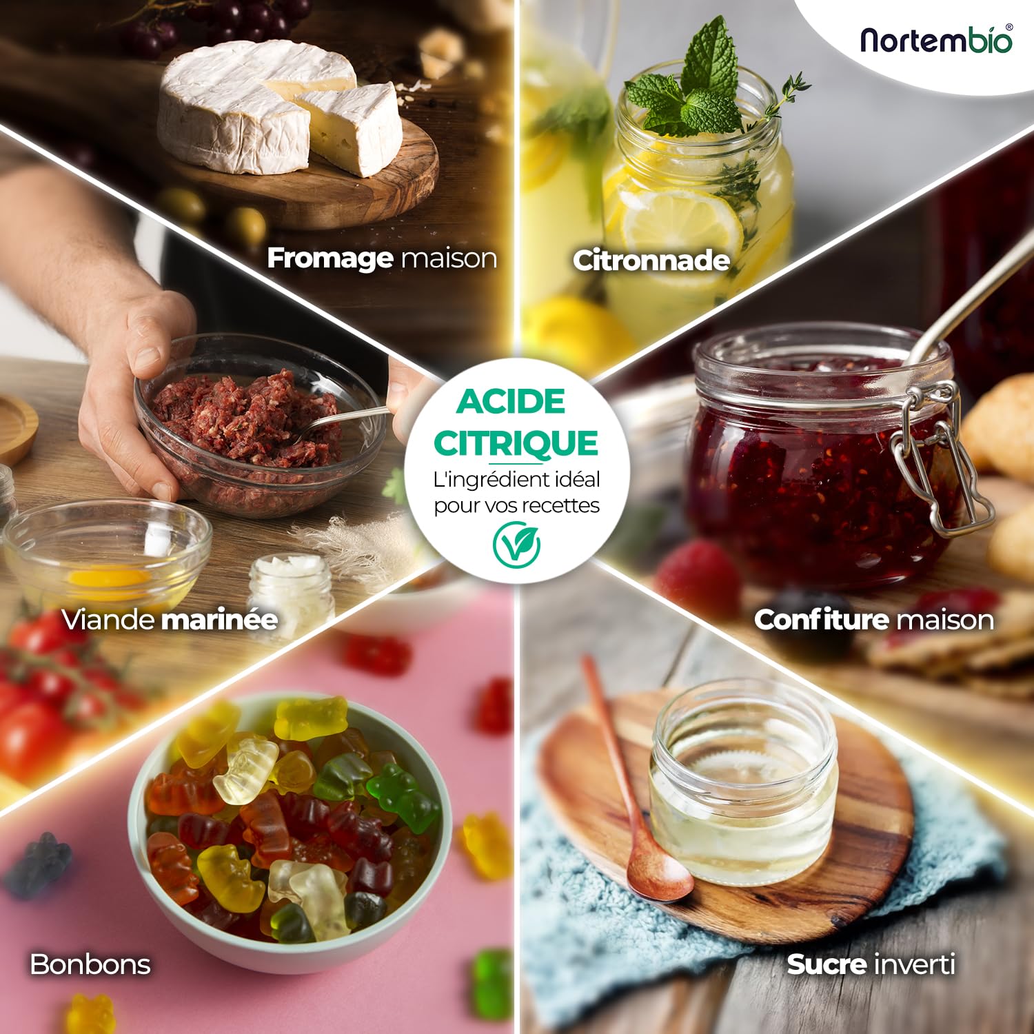 Nortembio Acide Citrique Alimentaire 5,2 kg – Pur Qualité Alimentaire – Naturel, Sans OGM – Acidifiant pour Pâtisserie, Confitures & Cuisine – Livre de Recettes Inclus