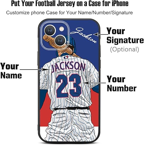 Miniatura 2 de Funda de béisbol personalizada con nombre y número para iPhone 17 Air 16 15 Pro Max 14 13 Mini 12 11 Xs Xr SE3 8 7 6 Plus, silicona líquida con