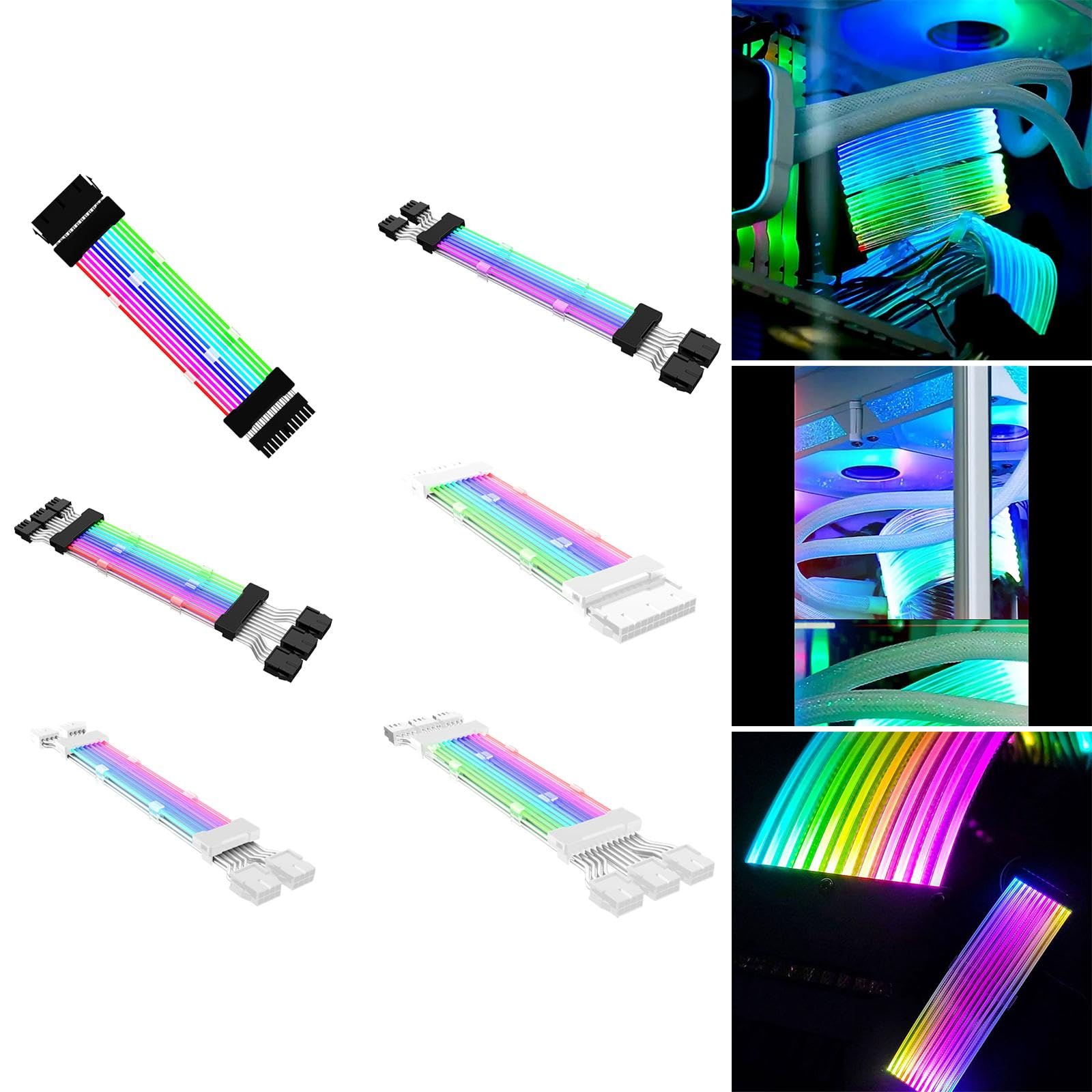 MERISHOAs per description Extension RGB Cable PSU Extension Cable Set PCIe Cable for Computer PC Black 24PIN | Computers/Tablets & Networking | Computer Cables & Connectors | Power Cables & Connectors-image-29