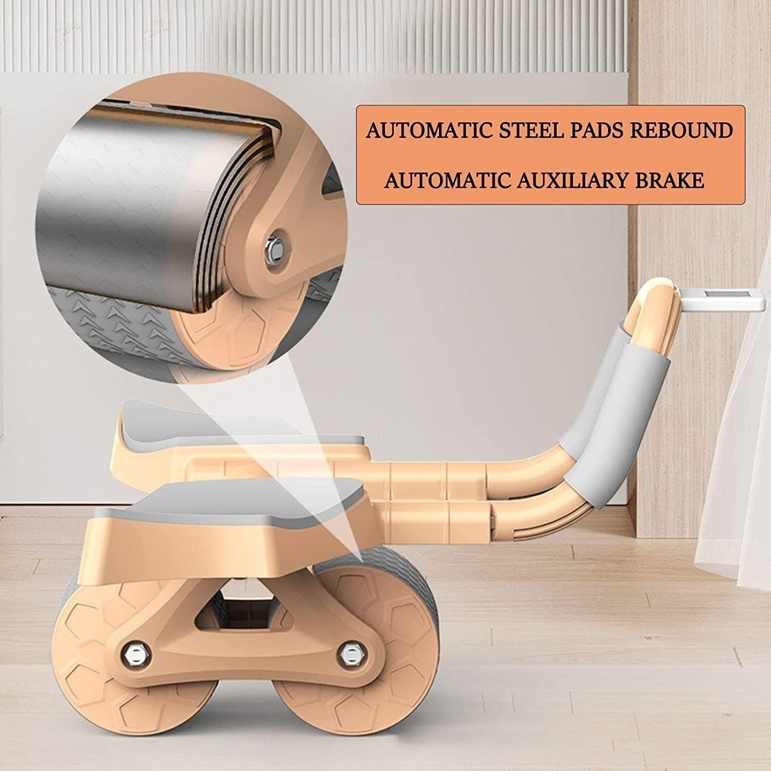 Bauchtrainer Bauchroller Roller-Rad Mit Timer, Automatischer Rückprall, Bauchmuskel-Rad, Ellenbogenstütze, Bauchmuskel-Roller-Rad, Kerntraining Fitnessgeräte(Pink)