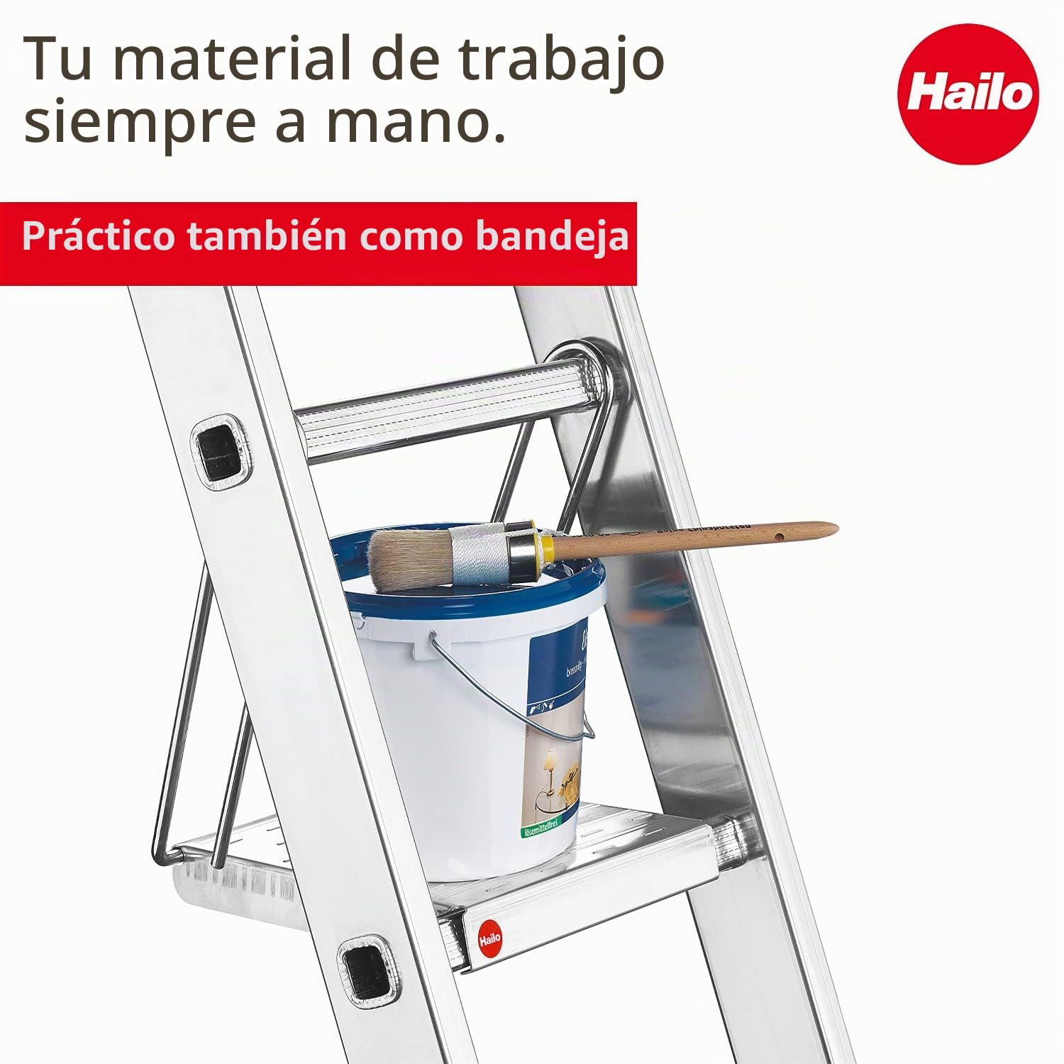Hailo 9950-001 - Plataforma de trabajo antideslizante de aluminio para escalera