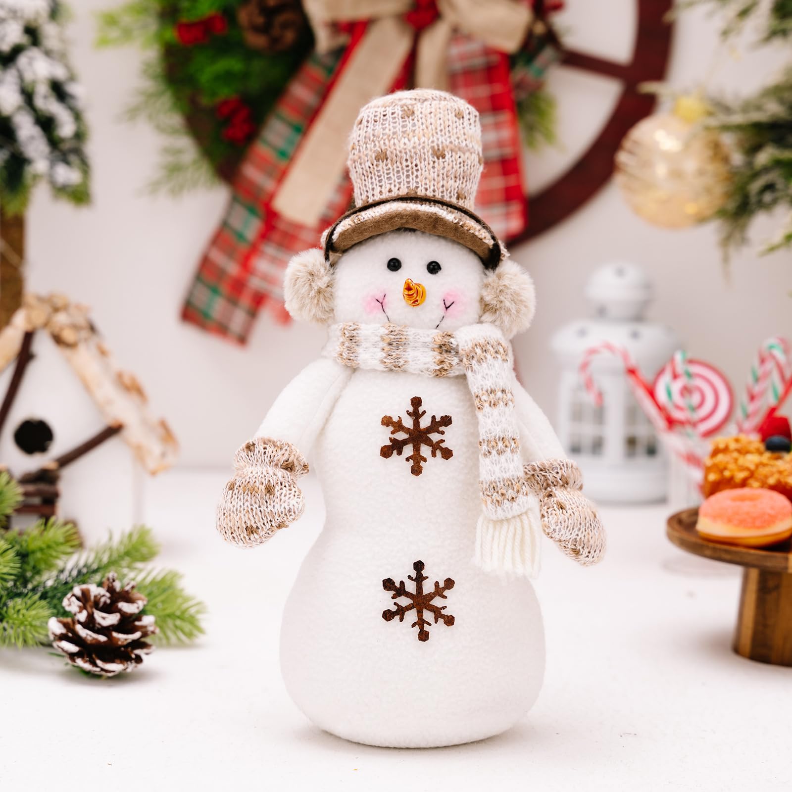 Juguete de peluche de doble nivel para Navidad, muñeco de nieve, ciervo, decoración de accesorios de exhibición para el hogar, tienda