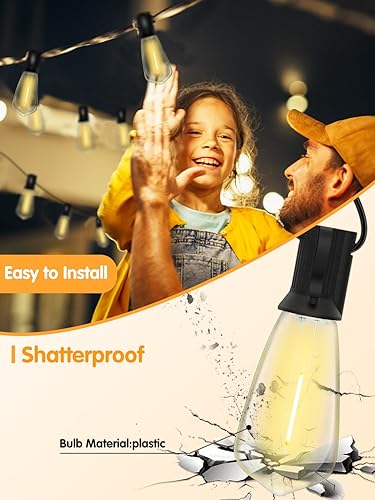 Miniatura 6 de Paquete de 10 bombillas LED Edison, bombillas de repuesto regulables inastillables de 0.6 W, bombillas ST40 de plástico transparente para tira de