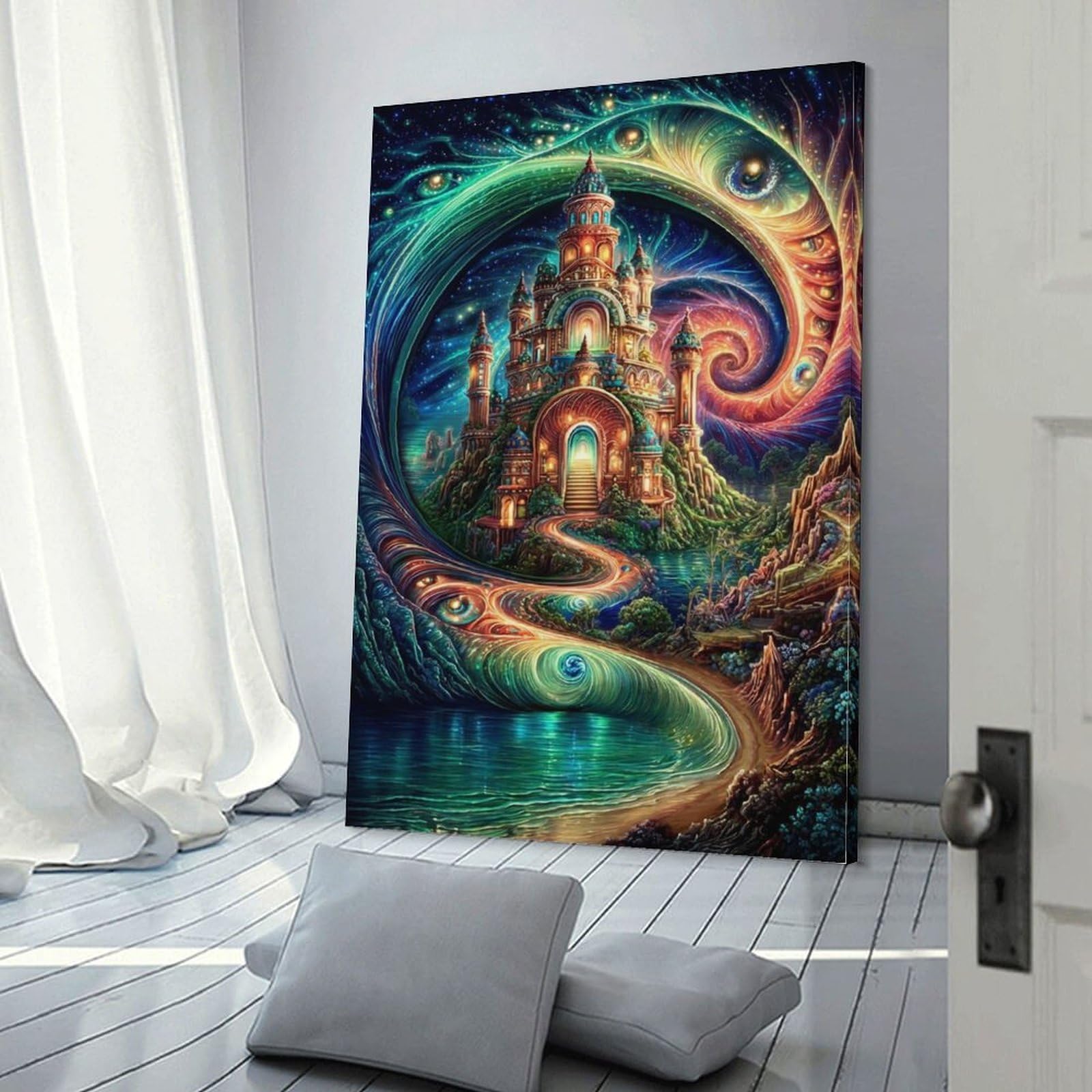 DHBANEIOK Fantasy Burg Portal Wandbild Leinwand Gemälde Wand-Dekorationen Poster Kunstdruck Für Schlafzimmer Wohnzimmer Dekor 24x36inch(60x90cm)
