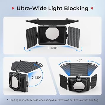 SmallRig Mini Matte Box Pro Flag Kit with Two 4 x 5.65 Filter Frame, Modular Anti-Glare System with 67/72/77/82-95mm Adapter Ring, Carbon Fiber Lightweight Design
