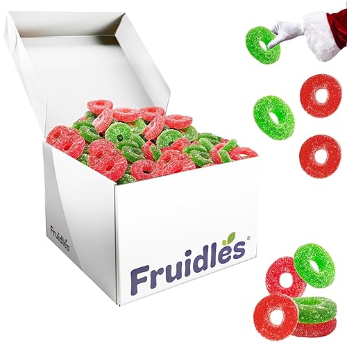 Fruidles Gomitas navideñas de gelatina roja y verde, sin gluten, divertidas y festivas gomitas navideñas (5 libras a granel)