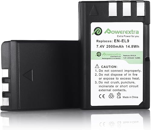 Miniatura 2 de Powerextra EN-EL9 Batería y cargador compatible con baterías Nikon EN-EL9 EN-EL9a y cámaras NikonD40 D40x D60 D3000 D5000