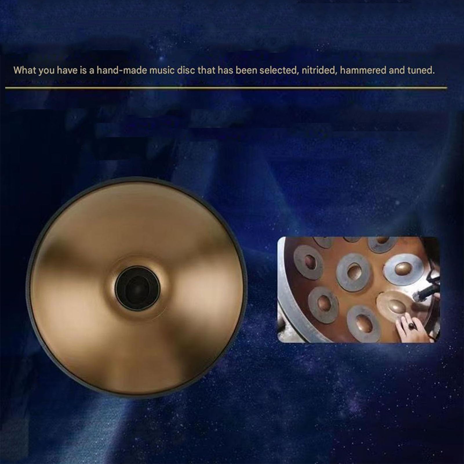 Zestaw perkusyjny 56 cm, 432 Hz/440 Hz 9/10/12 nut, ręczny bęben ze stali premium, instrumenty perkusyjne dla dorosłych, początkujących, do edukacji muzycznej, medytacji, jogi (D-440 Hz, 9 nut)