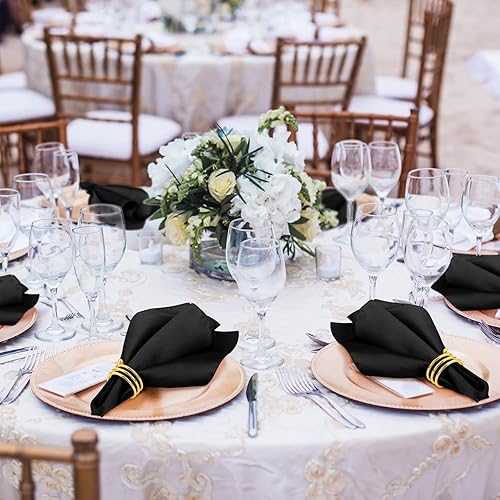 Miniatura 5 de MCEAST Juego de 8 servilletas de tela de satén y servilleteros, servilletas de tela suave y servilleteros para bodas, cenas de cumpleaños, reuniones