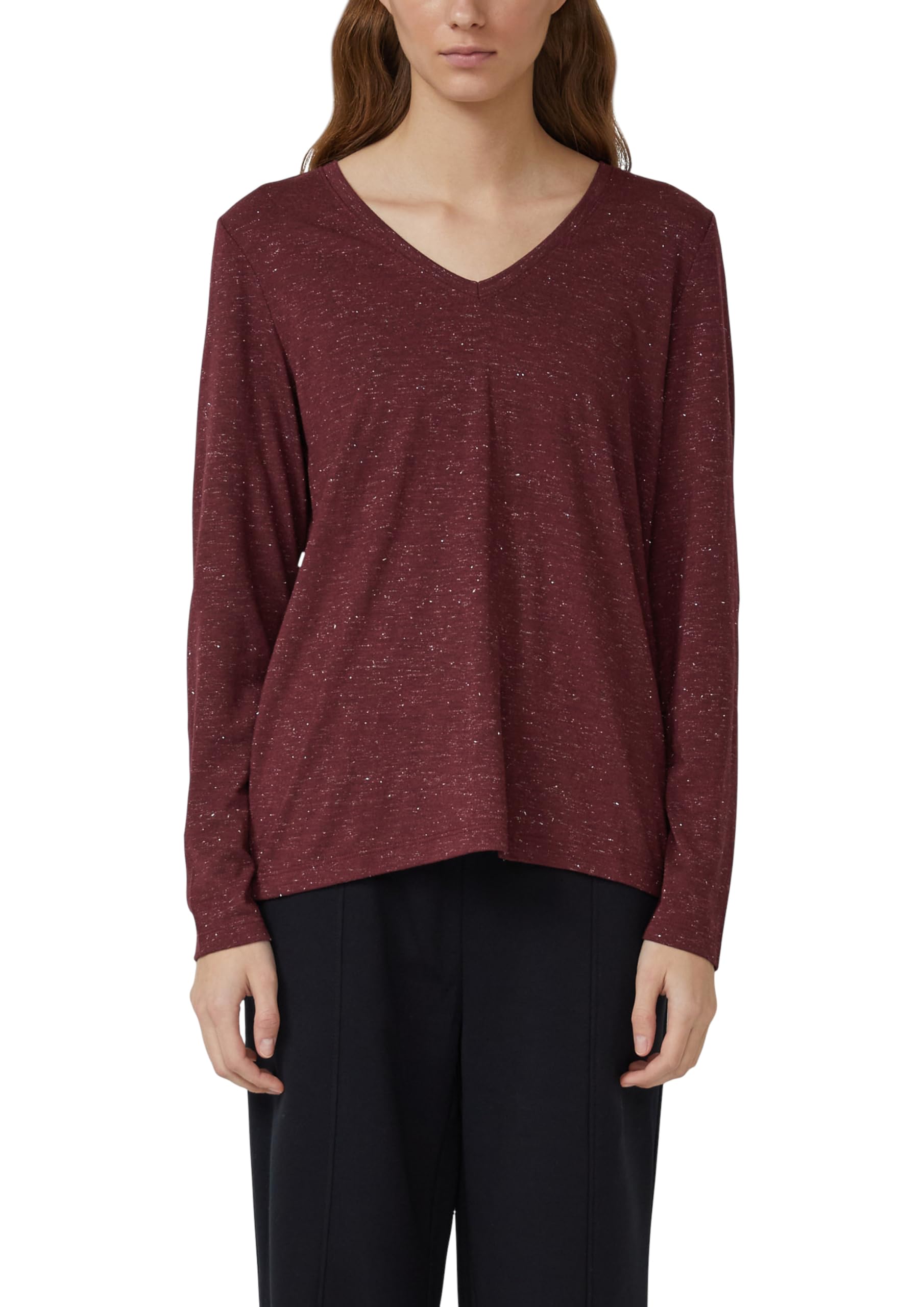 s.Oliver Longsleeve mit V-Ausschnitt und Glitzergarn