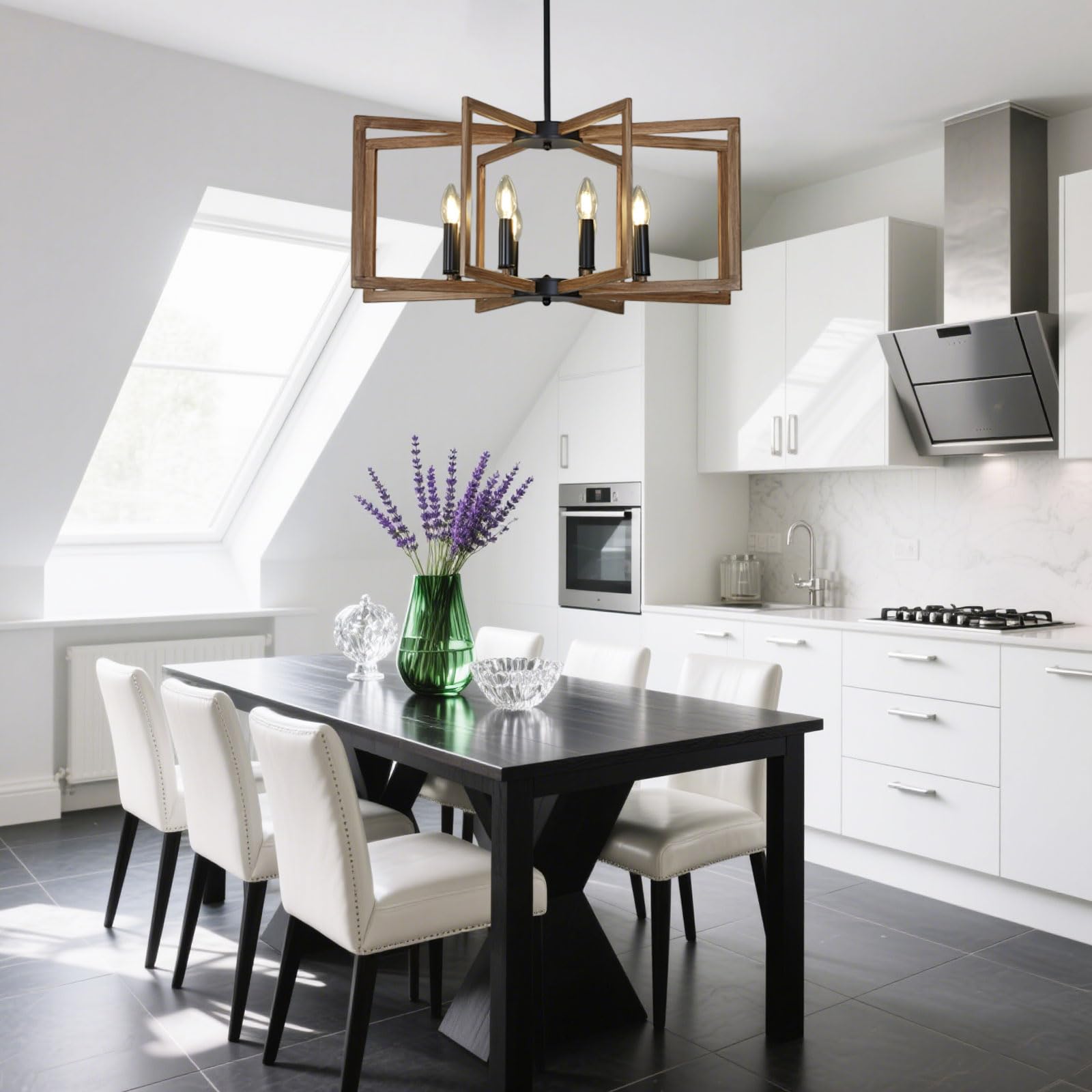 Industrial Lampadario,E14 Farmhouse Lampada A Sospensione,Lampadari Da Cucina Per Soggiorno Cucina Corridoio Camera Da Letto,Regolazione Dell'Altezza (Texture di legno,8 luci)