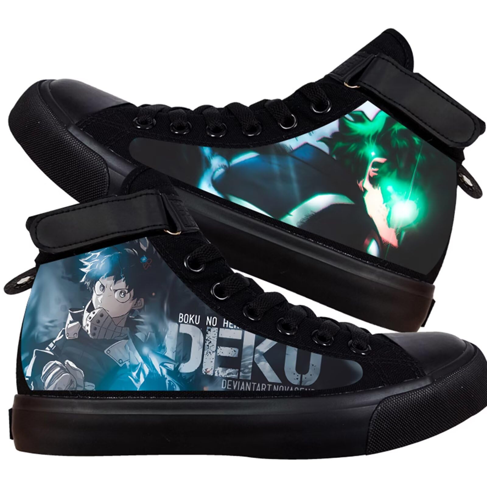 MHA Anime Sneakers – Deku & Bakugou Print High-Top Canvas Shoes – Casual Cosplay Shoes For Fans (Unisex)