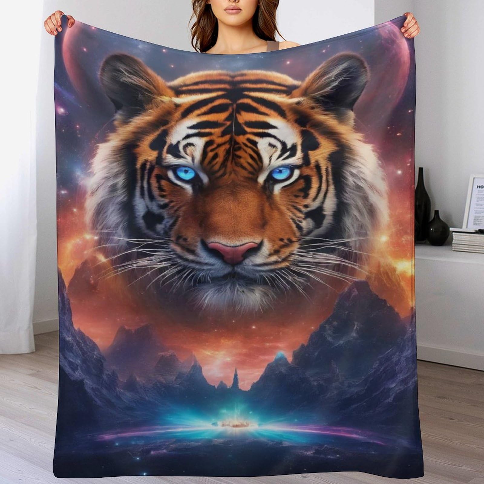 Couverture tigre douce en flannel polaire de séjour 150x200cm