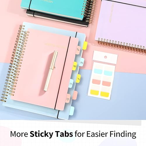 Miniatura 5 de SUNEE Cuaderno de reuniones para trabajar con elementos de acción, 160 páginas, planificador de proyectos de tamaño A4, agenda de reuniones en