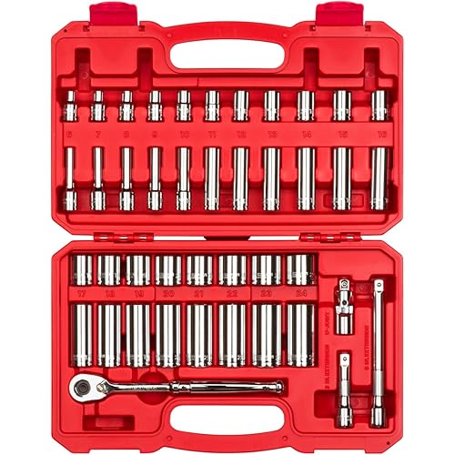 TEKTON 3/8 Inch Drive 6-Point Socket and Ratchet Set, 42-Piece (6-24 mm) | SKT15201
