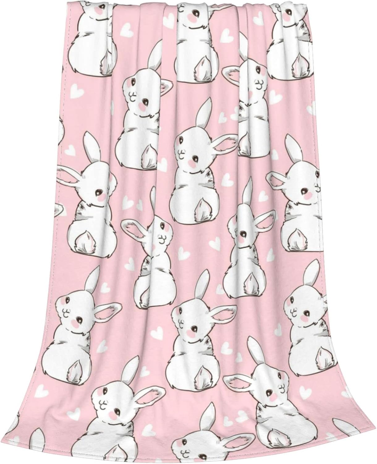 Bunny Blanket for Girls Easter Blanket Cartoon Rabbits Flannel Fleece Throw Blanket for Living Room Bedroom Sofa Couch Warm Soft Bed for Kids Adults 40"x50" - Image 9