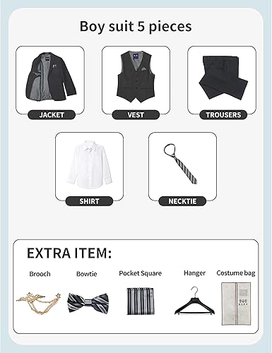 Miniatura 5 de ELPA ELPA Conjunto de trajes formales para niños y jóvenes, traje de portador de anillo