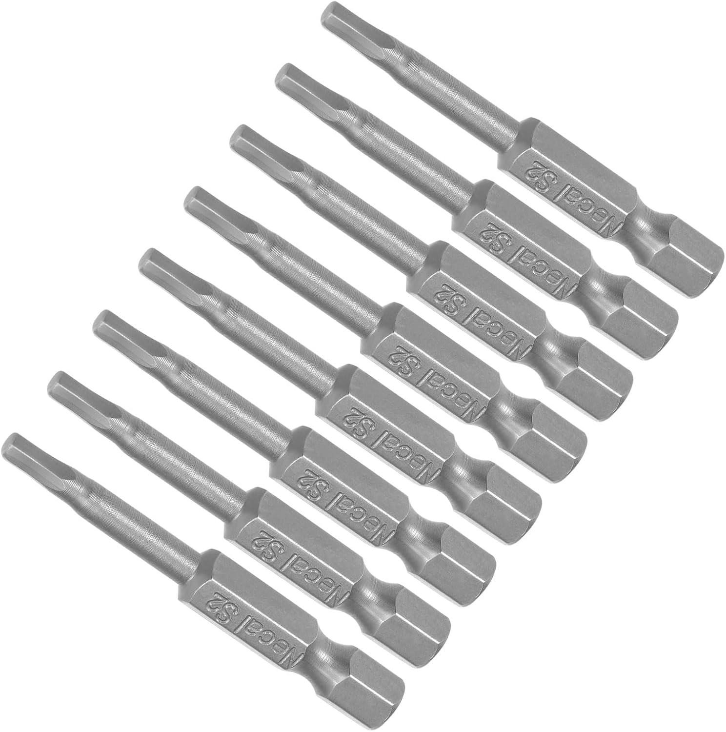 Hex Head Wrench Bit, H3 Hex Head 1/4" Hex Shank 50mm Long, S2 Alloy Steel Screwdriver Bit - (Applications: for Electric Drill), 8-Pieces