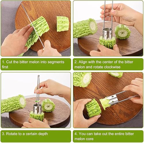 Miniatura 4 de Herramienta descorazonadora de frutas y verduras, herramienta de acero inoxidable mejorada 2025 para piña, manzana, pera, pimienta, tomate,