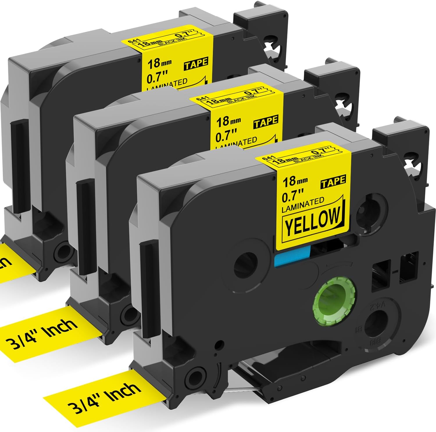 18mm Black on Yellow Label Tape Replacement for Brother TZe