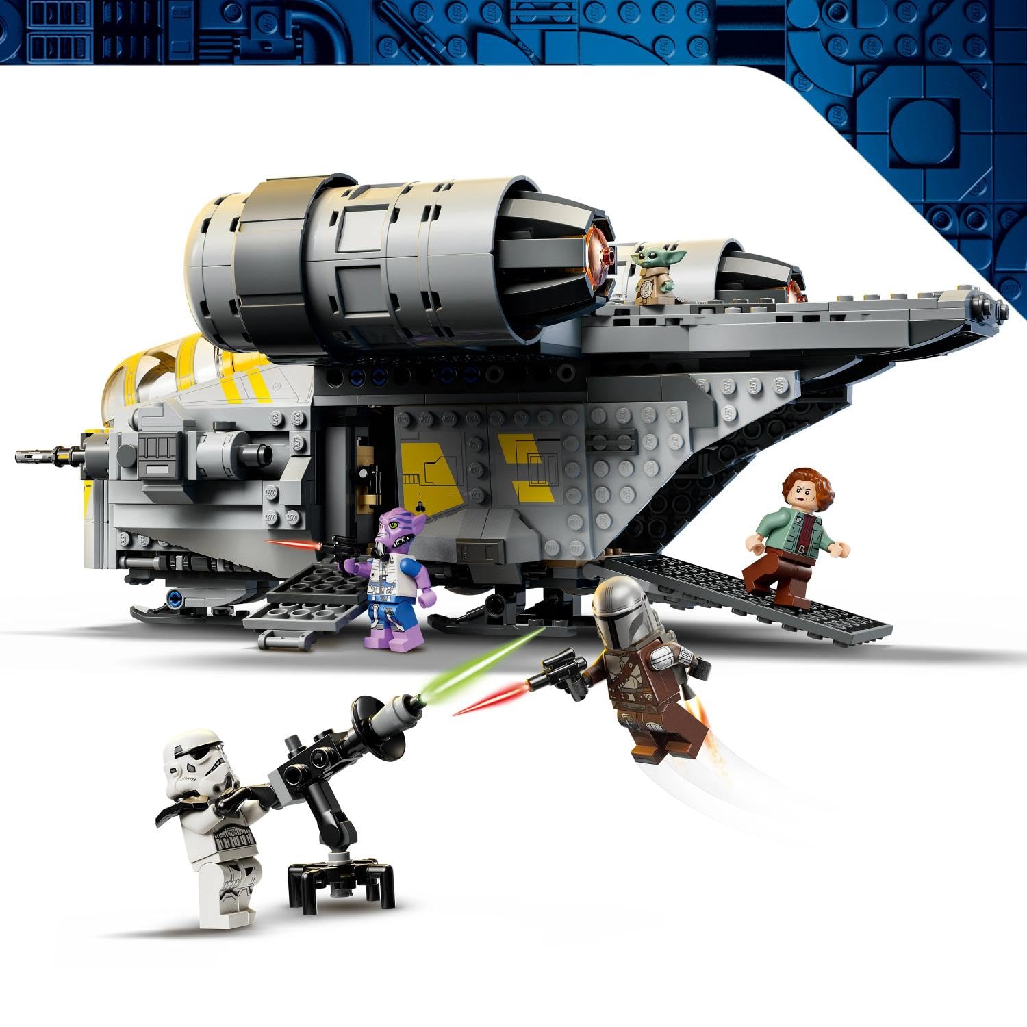 LEGO Star Wars 75447 The Mandalorien and Grogu Le Razor Crest - Jouet de Construction - Maquette avec 4 Minifigurines & Figurine de Grogu - Cadeau d'anniversaire pour Garçon, Fille & Fan dès 10 Ans