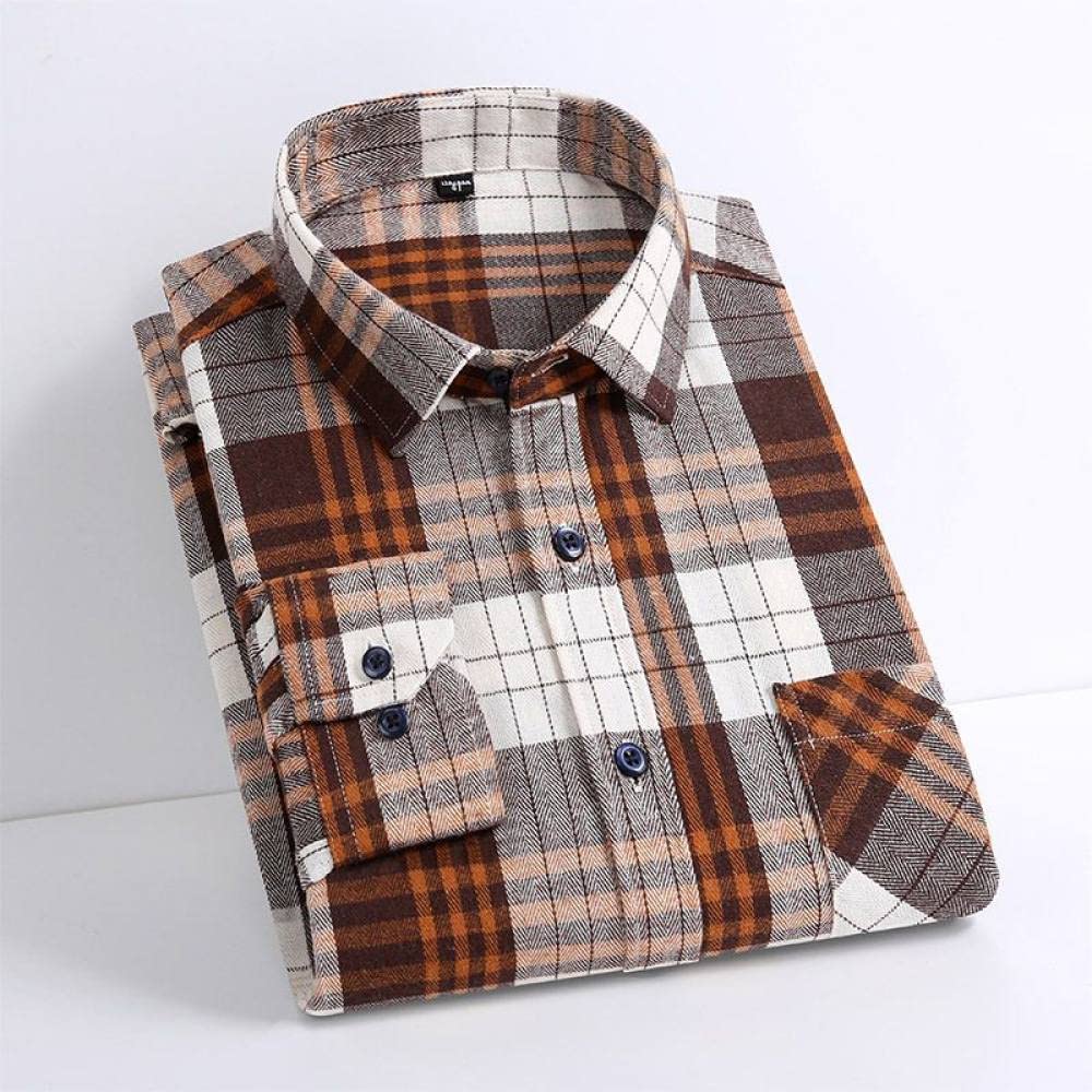 Camicia In Cotone A Maniche Lunghe Da Uomo,Camicia Casual Da Uomo A Maniche Lunghe, Camicia Di Flanella A Maniche Lunghe Da Uomo Regular Fit Con Taschino Sul Petto Camicie Abbottonate A Quadri Top R