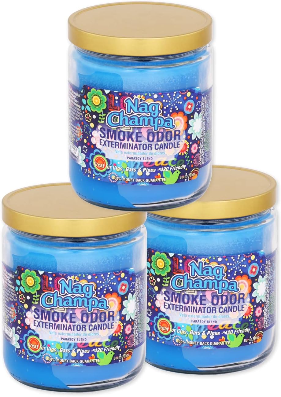 Smoke Odor Exterminator 13 oz Jar Candles Nag Champa, (3)