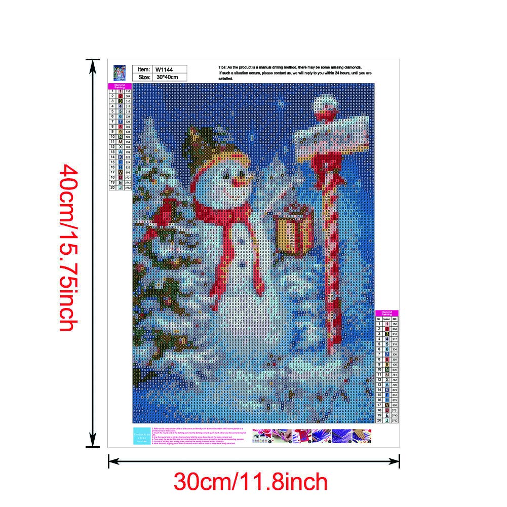 Kit Diamond Painting Noël - Bonhomme De Neige Et Sapin - Toile 30x40 Cm - Loisir Créatif 5D DIY - Art Thérapie - 8