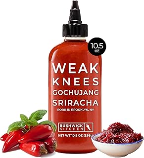 Weak Knees Gochujang Sriracha Hot Sauce | 10.5 oz Easy Squeeze Bottle | Classic Sriracha Chili Sauce mixed with Korean Goc...
