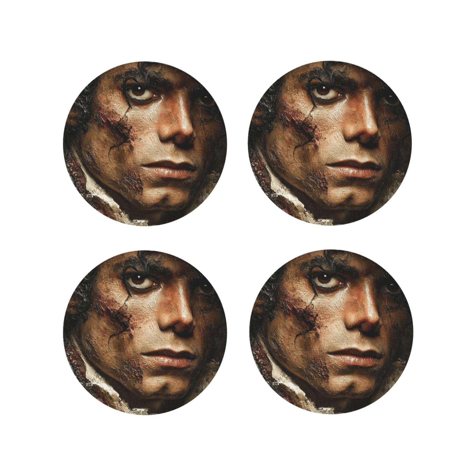 Coasters Set of 4 Round Leather Coaster Quick-Dry Drink Michael Jackson Coasters for Desk Absorbent Mugs Pads Tabletop Protection Pad Heat Resistant Coffee Cup Mat for Kitchen Bar