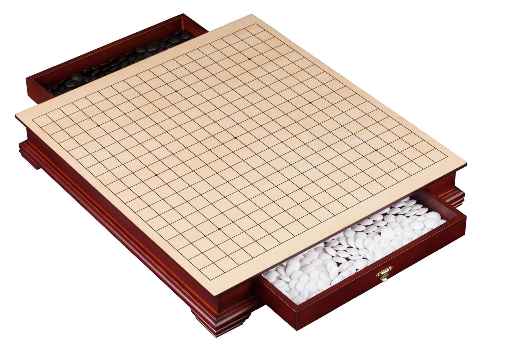 Wooden Go Set with Drawers