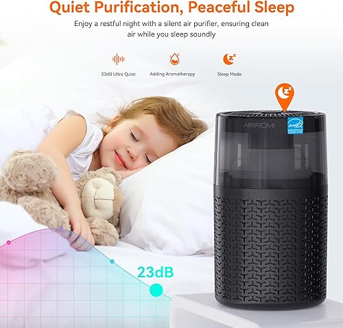 Miniatura 7 de AIRROMI Purificador de aire para mascotas para el hogar y el dormitorio, filtro de carbón activado HEPA, elimina la caspa y el olor de las mascotas,