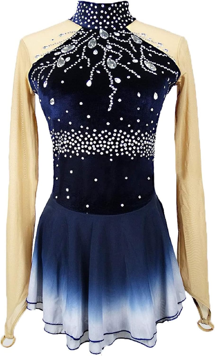Girls' Figure Skating Dress, Women's Ice Skating Professional Competition Clothing, Handmade with Long Sleeves