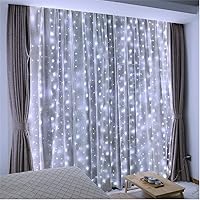 Vista 9 de ZSJWL - Guirnalda de 300 luces LED de hadas para cortina con mando a distancia, 8 modos, 2.9 × 2.9 mt, luz de cadena para cortina con enchufe USB