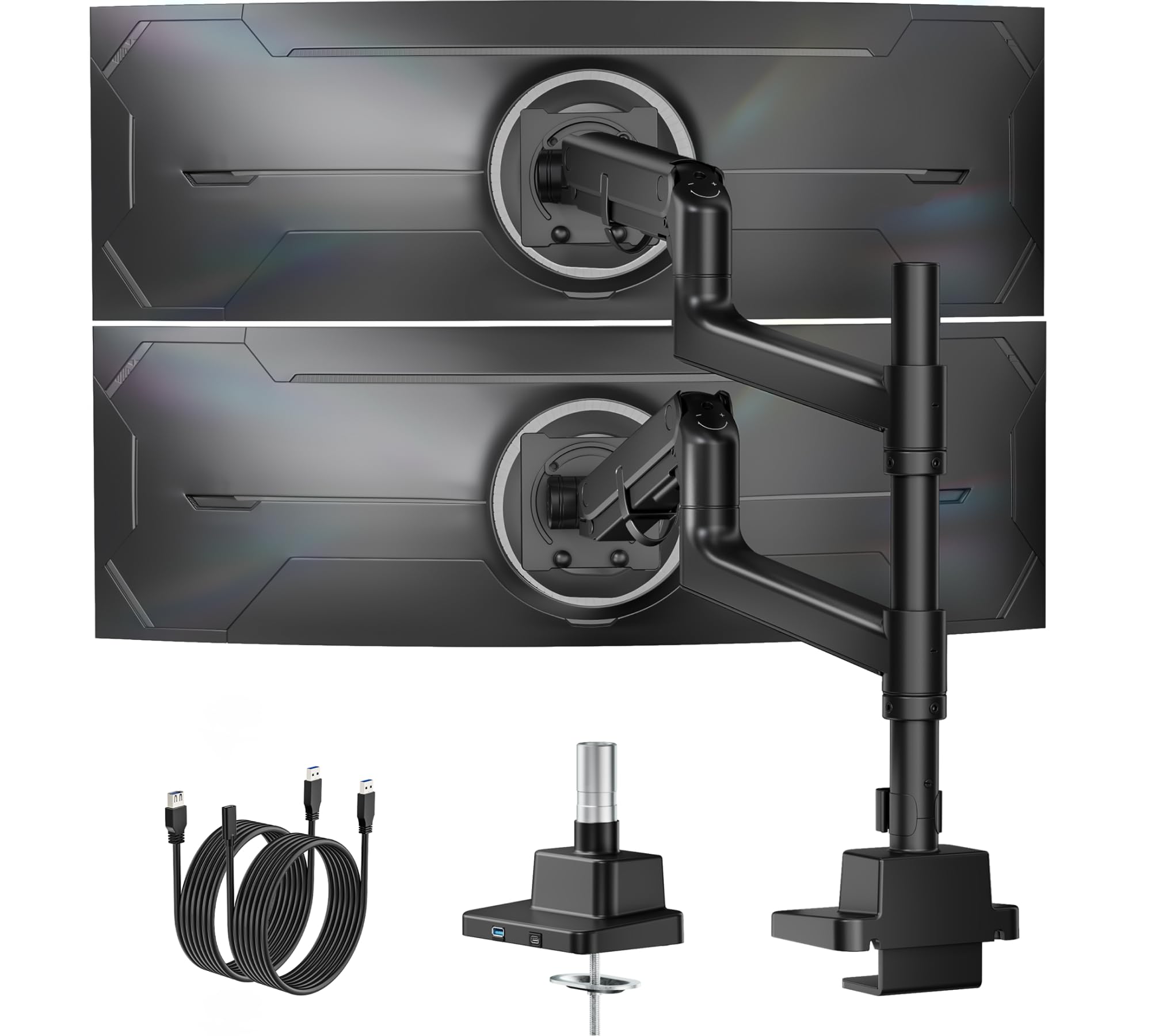 monTEK Podwójne Ramię do Monitora z USB 17-57", do 27 kg