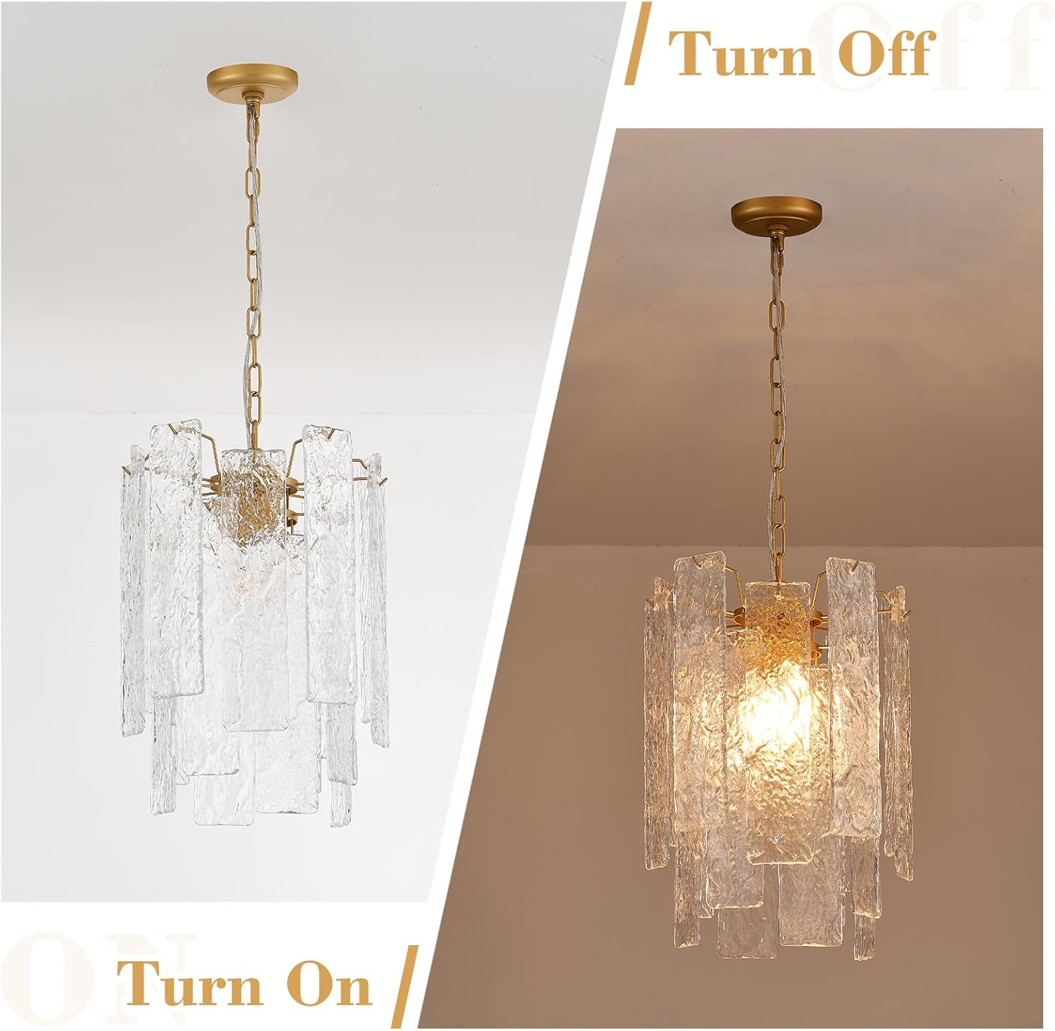 1-Light Modern Glass Pendant Light for Foyer, Single Gold Hanging Light Fixture, Vintage Pendant Chandelier for Kitchen Bedroom Entryway Hallway